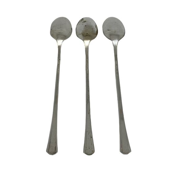 Midcentury Modern 1939 Court Silver Plate 7 5/8” Iced Tea Spoons Set Of Three - Picture 6 of 11